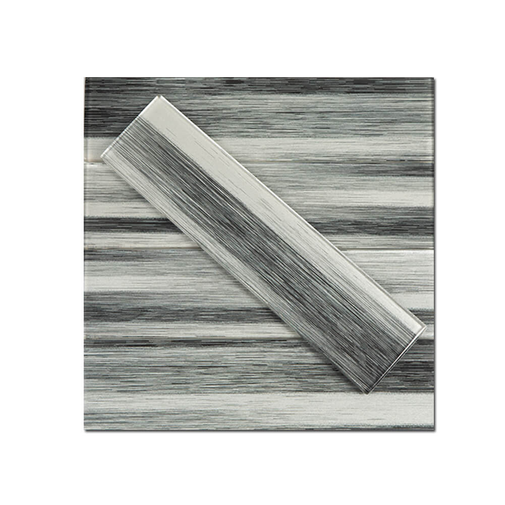 Black and White Hand Painted 3" x 12" Glass Subway Tile  20 Pcs 5 sq.ft.